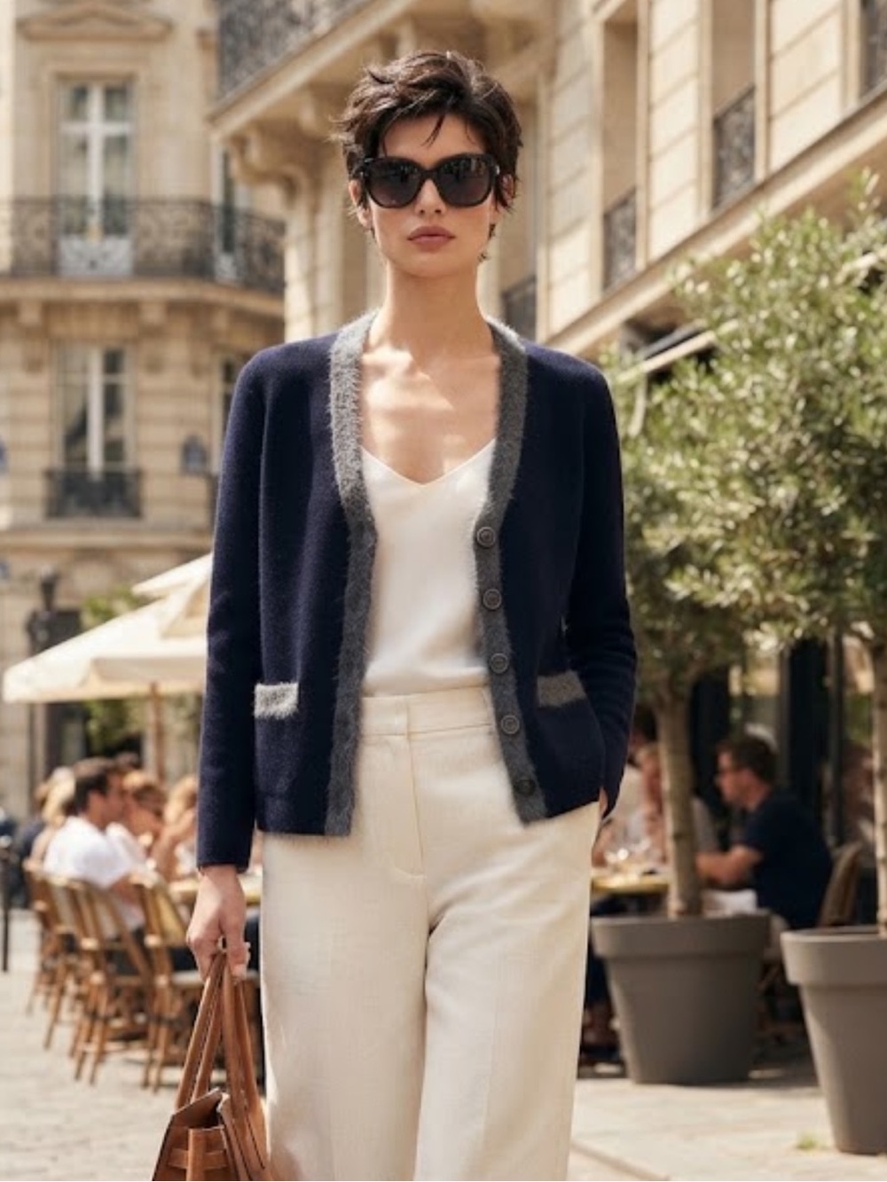 J. Crew Navy Blue Wool Mohair Blend V-Neck Cardigan Sweater